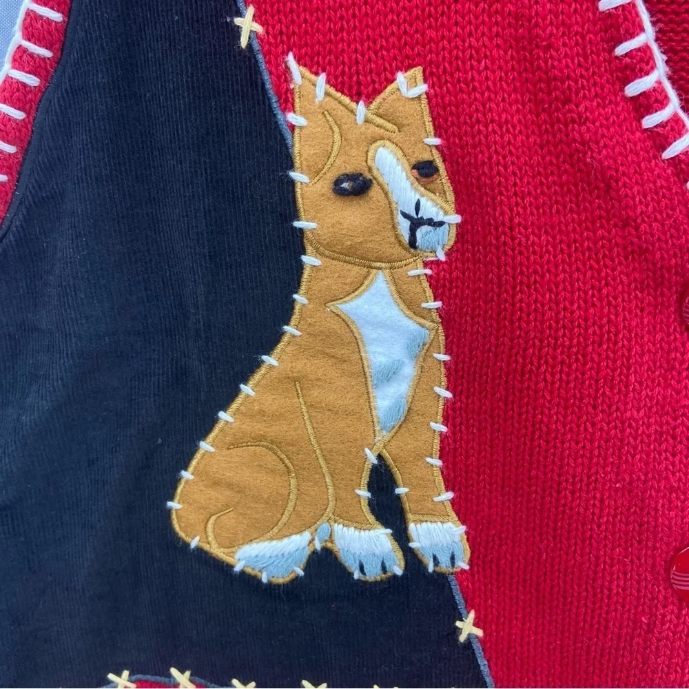 Vintage 90’s Red Plaid Knit Button Front‎ Dog Vest NWT Dead Stock Size 18/20